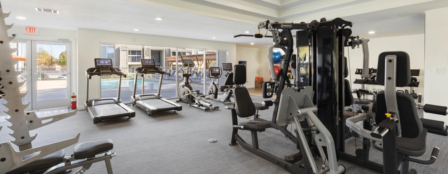 a gym with exercise equipment