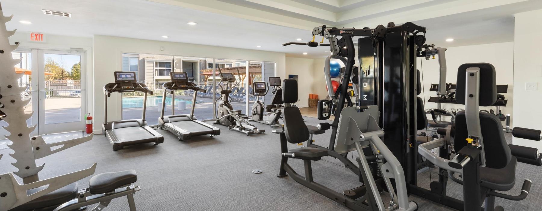 a gym with exercise equipment